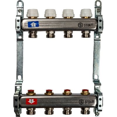 STOUT Коллектор из нержавеющей стали без расходомеров 4 вых.