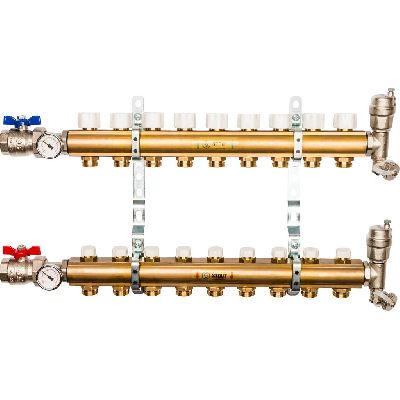 STOUT Распределительный коллектор из латуни без расходомеров 9 вых.