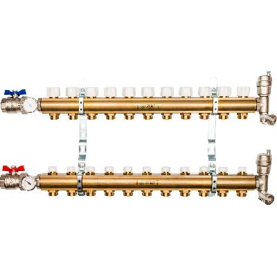 STOUT Распределительный коллектор из латуни без расходомеров 11 вых.